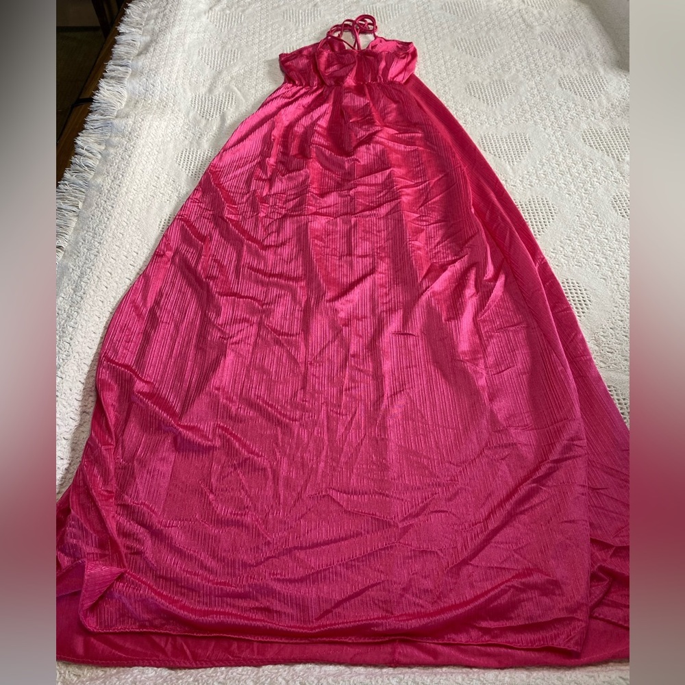 Made in USA Vintage Hot Pink Slip Dress (SEE MEASUREMENTS)
